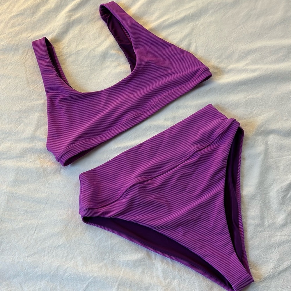 NWOT Beach Riot Glowing Purple Peyton Top and Highway Bottom Bikini